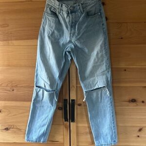 Everlane The 90s Cheeky High Rise Distressed Light Blue Jeans Size 28